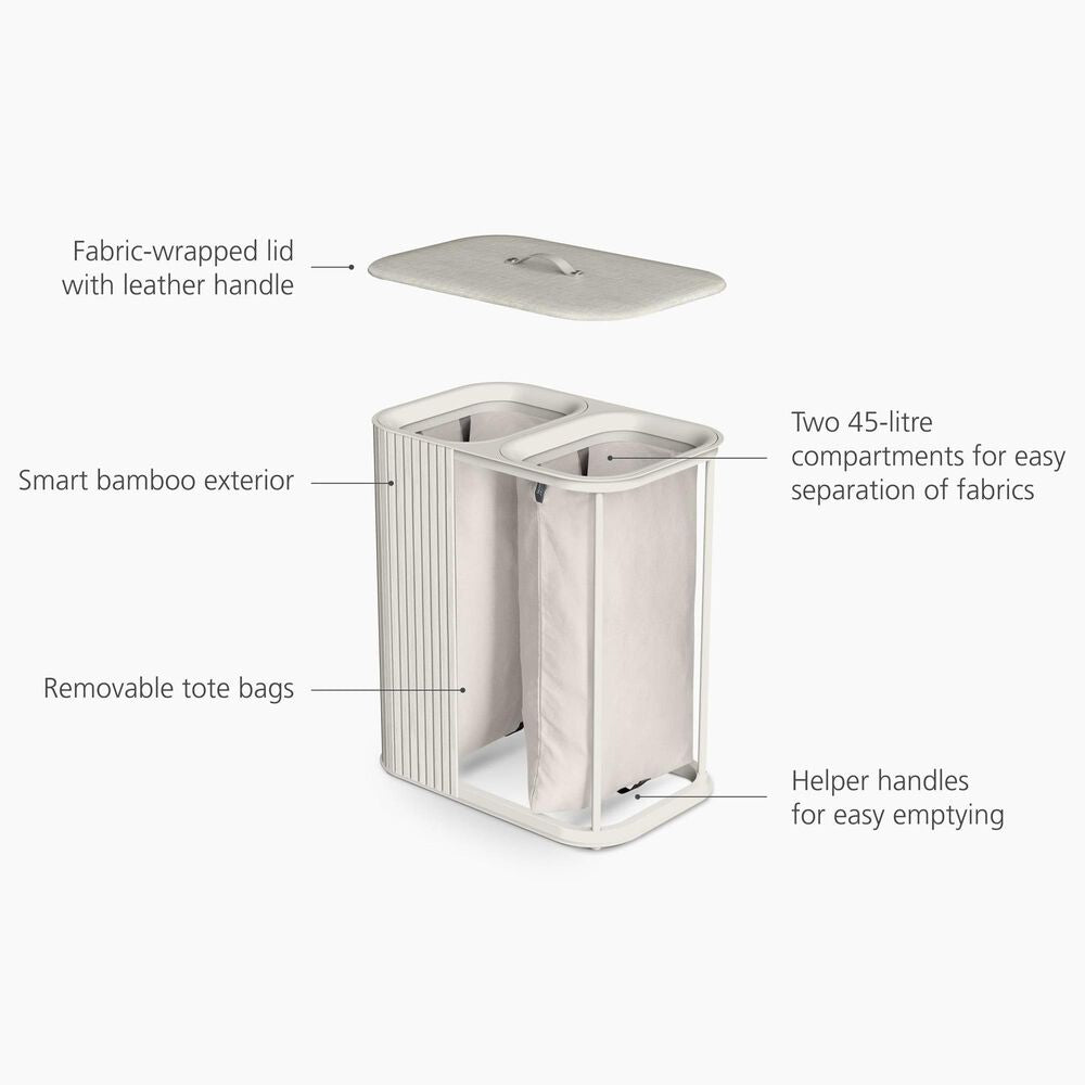 90L Laundry Separation Basket in Ecru